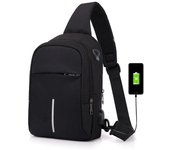 PORCHEDDU Bolso de Hombre Pequeño with Carga USB para hombre, Bandolera Deportiva impermeable para el pecho, Bolsa de viaje para Niño