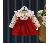 Vestido De Princesa Para Bebés Niñas With Manga Larga Y Estampada De Flores Vestido De Otoño Para Niños Con Faldón Y Tirantes Estilo Casual