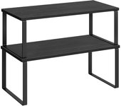 Estantes para armarios de cocina, juego de 2 unidades, organizador de mostrador expandible en metal y bambú, portaespecias apilable