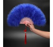 Elegant Folding Fan Full Velvet Colorful White Feather Fan Chinese Knot Hand Fan Fairy Girl Dance Wedding Party Decoration