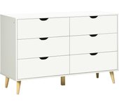 HOMCOM Cómoda con 6 Cajones Cajonera de Armario Mueble Organizador con Cajones para Cocina Dormitorio Salón Estudio Estilo Moderno Antivuelco 120x40x76 cm