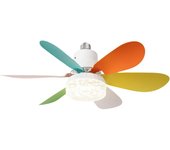 PORCHEDDU Ventilador de techo con casquillo E27 con Luz, Base roscada, Aspas extraíbles, atormillado Luz con ventilador de techo y control remoto, adecuado para Garaje, baño, dormitorio, Cocina, Luz Redonda