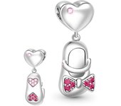 NEW Europeans Pink Original Charms Love Potion Murano Glass Heart Dangle Bead Fit 925 Sterling Silver Bracelet DIY Women Jewelry