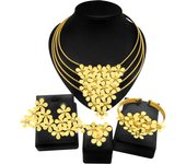 Woman Necklace Jewelry Set Brazilian Gold Design Red Zircon Pendant Luxury Wedding Banquet Jewelry 24K Gold Plated Original
