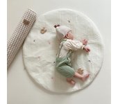 SPEIRA 1 Uds. Lindo Tapete Redondo para gateo, Tapete de juego para Bebe atado con Oso, Tapete para dormir de Algodón para Bebe, alfubra de colchón