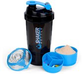Botella mezclador de proteínas de 16 oz, Botella mezclador de proteínas, mezclador de proteínas con Bola de almacenamiento y mezclador, botella de proteína a prueba de fugas de 3 Capas