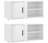 Mueble TV combinadoMuebles para TV 2 uds madera blanco brillo 80x31,5x36 cm