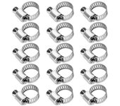 15 Pcs Stainless Steel 8mm to 12mm Hose Pipe Clamps Clips Fastener JP