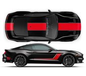 Pegatinas / Vinilos para coche Kit Franjas de competición Roush Stage 3 con dos colores compatible con Ford Mustang 2015 - 2019