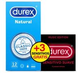Promoción Durex Natural Plus 12 Uds + Sensitivo Suave 3 Uds, 15 Uds