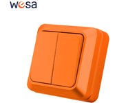 WESA Orange Wall Surface Button Light Switch EU Standard Classic Paint Plastic Outdoor 1 Gang 1 Way Wall Exterior Rocker Switch