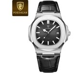 POEDAGAR Business Square Men's Quartz Wristwatch Waterproof Luminous Date Man Watch Fashion Leather Watches For Men Reloj Hombre