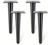 Set of 4 Furniture Legs  Straight Tapered Metal Leg Matte Black Mid-Century Modern Furniture Feet for Cabinet Sofa Couch Table