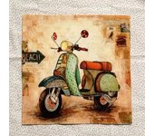 1 Pcs Digital Printed Cloth 28x28cm 100% Cotton Canvas Handmade DIY Patch Fabric Free Shipping Retro Locomotive Design