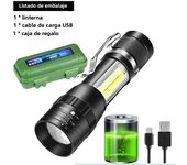 Mini Portable 2000 Lumens Led Flashlight Built In Battery Torch COB Variable Focus Waterproof Tactical Flashlight Bulb Light