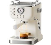 Cafetera espresso, 1050 W, Depósito de Agua de 1,5 L, Rejilla refundibles extraibles, bandeja de recepciones apta para lavavajillas - BlancoCafetera espresso