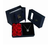 Necklace Earrings Jewelry Suit Four Leaf Clover Jewlery For Party Wedding Eternal Life Flower Gift Box