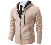 2024 New Autumn and Winter Jersey Men's Casual Sports Coat Solid Color Stand Collar Wweater Grab Fleece Warm Zipper Cardigan