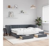 Sofá cama nido con cajones terciopelo gris oscuro 90x200 cm