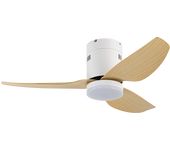 Ventilador de Techo LED Fabrilamp Blanco/Haya 20W Metal / ABS / Policarbonato Motor DC con Temporizador Mando a Distancia Palas Retráctiles Verano e Invierno