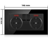 Eiomr EU Standard Usb Wall Socket, Black Tempered Crystal Glass Panel, 2.1A Type C Ports Wall Electrical Outlets, Light Switch