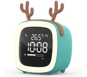 Ciervo Azul Dibujos Animados Lindos Niños Estudiantes con Reloj Despertador pequeño Inteligente Reloj Personalizado Reloj de Carga electrónico Reloj Silencioso Reloj de cabecera Luminoso, Sunny