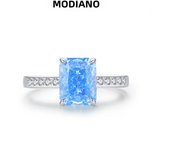 MODIAN 925 Sterling Silver Crushed Ice Cut Paraiba Color Rings Classic Cocktail Fine Jewelry For Women