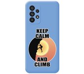 Funda Silicona Líquida Azul para Samsung Galaxy A53 5G diseño Hombre Escalada Dibujos