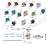 30pcs Glass Rhinestone Links Charms Transparent Glass Connector Pendants Flat Round Birthstone Charm Crystal Glass Charms