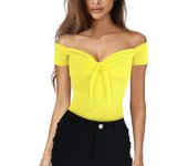 2024 euro-n spring and summer lady pure color V-neck elegant beach party slim T-shirt