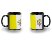 MERCHANDMANIA TAZA COLOR NEGRO RECUADRO bandera vaticano pais gobierno cristiano papa color mug
