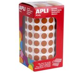 Apli Gomets Redondos Marrón Ø 10.5mm - 59 Hojas Pretroqueladas - 5192 Gomets por Rollo - Ideal para Escuelas y Talleres Infantiles - Adhesivo Permanente