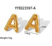 Encanto Pendientes de acero inoxidable de verano con combinación DIY de 26 letras irregulares y gordas , accesorio de joyería chapado en oro, material A-Z letras gruesas