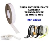 Cinta antideslizante adhesiva 25mmx18mt.transparente 220-22