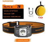 SuperFire rechargeable led headlamp Portable headlight head flashlight HL75-X Type-C Fishing Induction 7 Modes Lighting Night