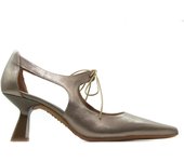 Hispanitas HV253934 Zapato de tacón fino con base ancha,cierre de cordones,abierto,de piel,puntera fina, para señora