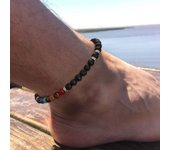 Ingemark Gothic Black Beaded Elastic Chain Anklet For Men Women Summer Beach Vintage Barefoot Ankle Link Jewelry Accessories New