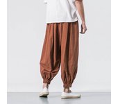 High end casual pants men's high waisted wide leg pants men's lantern pants Yamamoto Yohji style nine quarter pants dark warrior