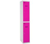 SimonRack Taquilla Vestuario Metálica, 2 Puerta, Incluye Llave, 1800x300x500 mm, Gris/Rosa - Simonlocker