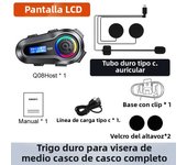 Q08 Motorcycle Helmet Bluetooth Headset EQ Sound Effect HD LCD Display IPX6 Waterproof Stereo FM Radio Stable Signal Headphone
