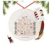 Cuenta regresiva para Navidad, kit de bordado, adornos navideños, hilo y bastidor, cuenta regresiva de 25 días, casa de nieve hecha a mano, manualidades con puntadas, principiantes adultos, kit de manualidades navideñas