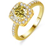 JoyceJelly 22 choices Sterling Silver 925 Rings With 1CT Colorful Moissanite Ring Plated 14K Gold Luxury Jewelry For Engagement