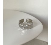 ANENJERY Silver Color Irregular Tin Foil Rings for Women Men Geometric Concave Convex Adjustable Ring Party Jewelry