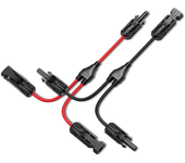 Power Solar Connectors 30A Y-Branch Cable, Solar Cable Parallel Adaptor in Pair for Solar Panel 1*M/FF+1*F/MM black red Power