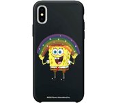 Funda original compatible con Iphone X-Xs Negro con un diseño de Bob Esponja Arco Iris