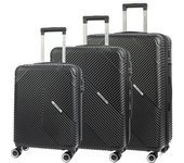 DAM Juego de tres Maletas Trolley extensible, en material ligero ABS de alta resistencia. Cerradura numérica, 4 ruedas dobles giratorias 360°.  77x30x50Cm