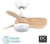 Ventilador de Techo FABRILAMP PIRDO DC 24W Blanco/Haya con 6 Velocidades y Luz LED Integrada