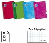 BLOC ESPIRAL PACK 5U COLORES SURTIDOS CUADERNO CON ANILLAS OXFORD A4 TAPA POLIPROPILENO 80 H. 90 G. CUADRÍCULA 4 MM