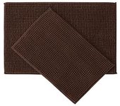 Juego de alfombras de baño de 2 piezas, juego de alfombrillas de baño de felpa de chenilla suave de secado rápido con respaldo de goma, juego de alfombras de baño absorbentes, alfombras de baño lavables para baño, blanco, 24 x 16 + 30 x 20