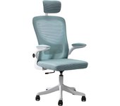 LUTODY - Silla de oficina escritorio con soporte lumbar, Gaming, Reposacabeza, Respaldo red de malla transpirable, Ergonómica de látex con forro de nailon, Reposabrazo ajustable, Rueda giratoria 360º, Pata de PP, Fácil de montar, Para despacho trabajo